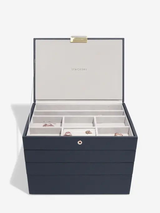 Navy Pebble Classic Jewellery Box Set of 4