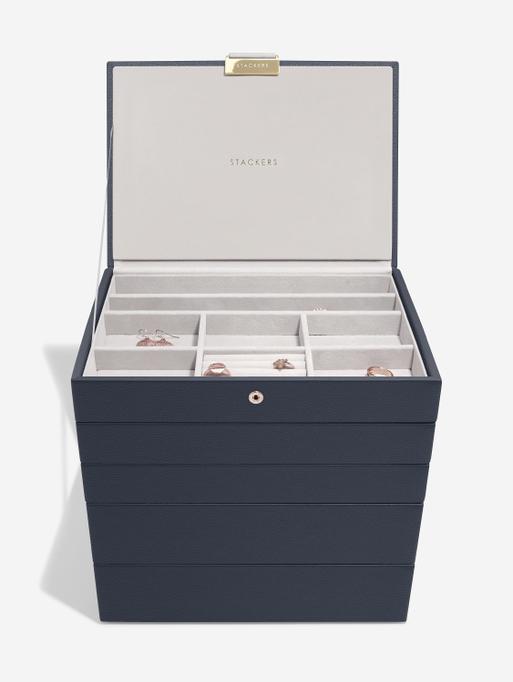 Navy Pebble Classic Jewellery Box Set of 5