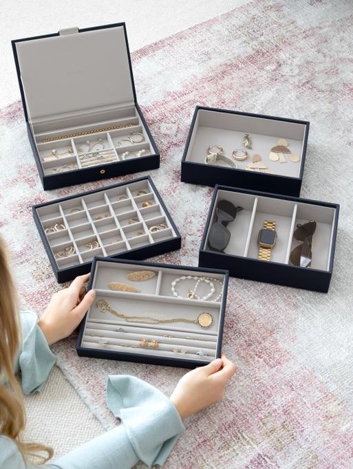 Navy Pebble Classic Jewellery Box Set of 5