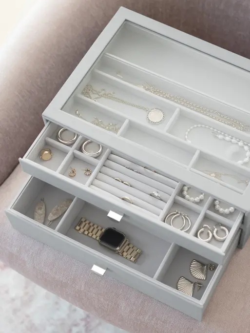 Pebble Grey Supersize Display Jewellery Box Set of 2