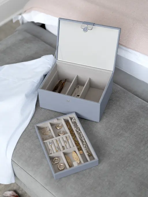 Dusky Blue Luxury Classic Jewellery Box