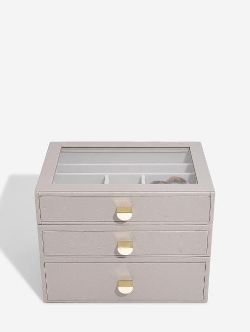 Szkatułka na biżuterię Stackers classic taupe z 3 szufladami