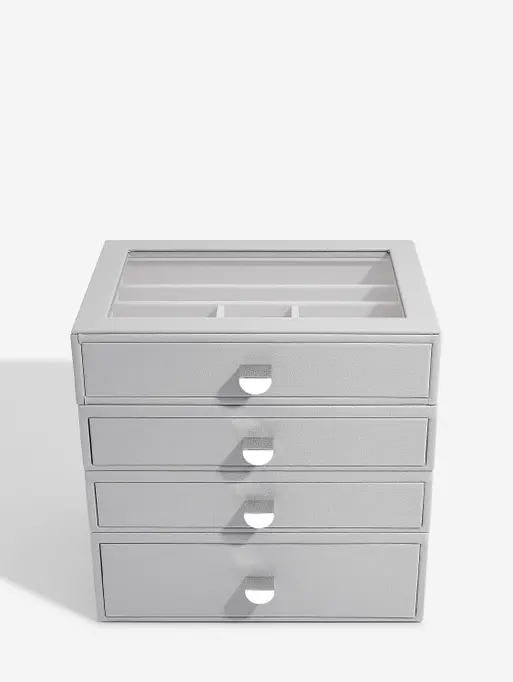 Pebble Grey Classic Jewellery Box  - Set of 4 (with drawers)