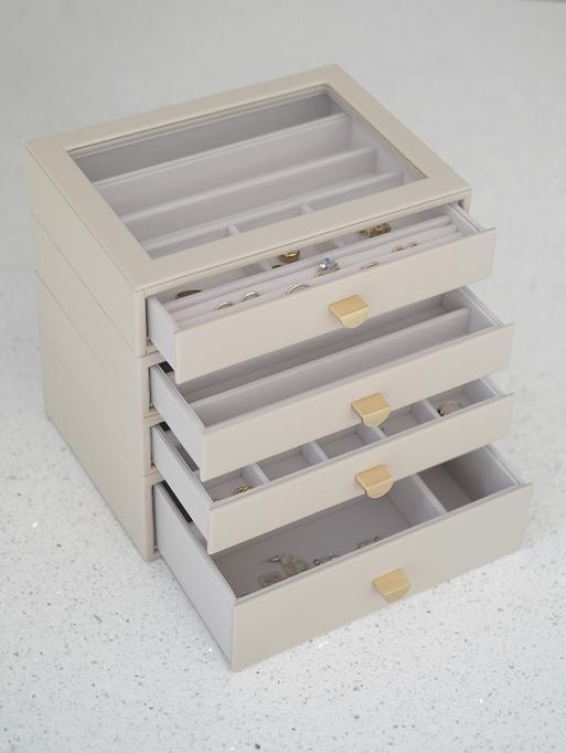 Oatmeal Classic Jewellery Box  - Set of 4 (with drawers)