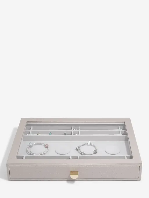 Szkatułka na charmsy Stackers supersize taupe z szufladą i szklaną pokrywką
