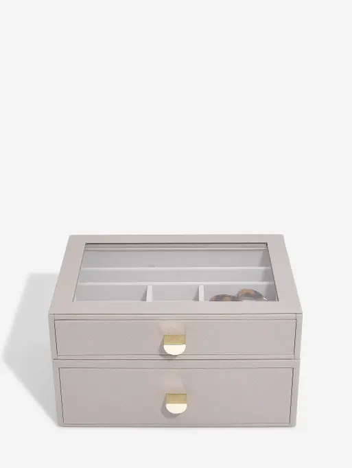 Szkatułka na biżuterię Stackers classic taupe z 2 szufladami