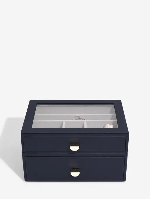 Navy Blue Classic Display Jewellery Box Set of 2