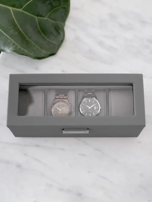 Pudełko na zegarki Stackers Pebble czterokomorowe ciemnoszare