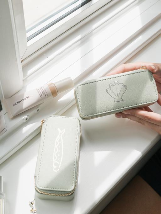 Sage Green Medium Travel Jewellery Box Summer Stamp Edition