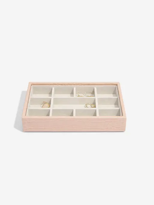 STACKERS PASTEL PINK CROC MINI 11 SECTION JEWELLERY BOX