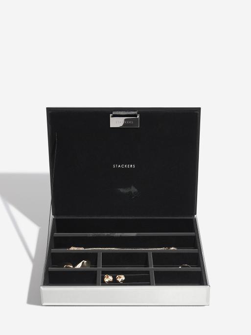 Graphite Glass Classic Jewellery Box Lid - Imperfect lining