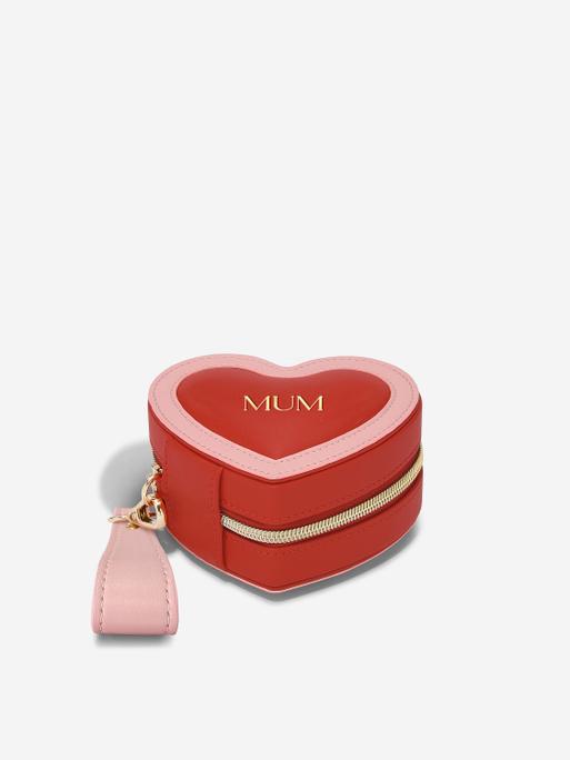 Red Mum Heart Travel Jewellery Box