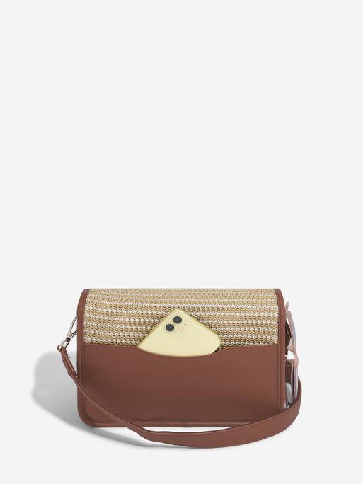 Tan Raffia Crossbody Bag