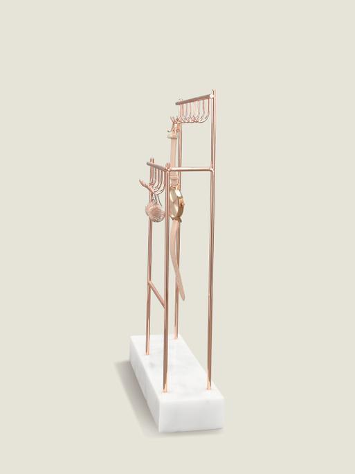 Large Rose Gold 12 Hook Jewellery Stand