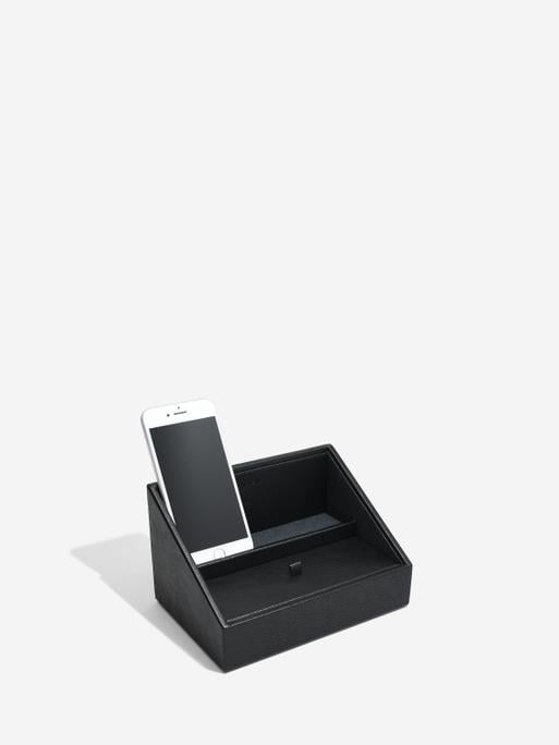 Fekete Fedeles telefon és óratartó állvány
