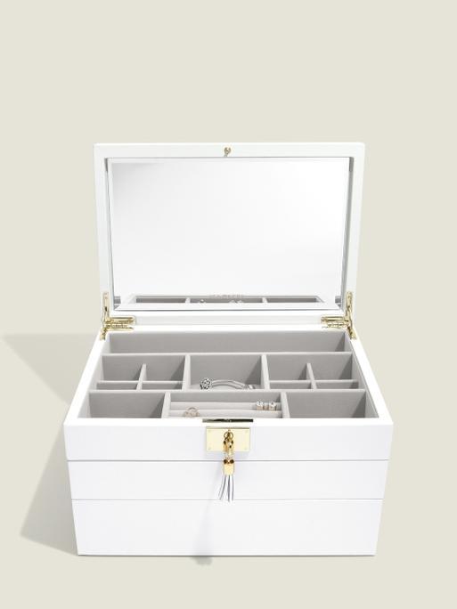 Orchid White Leather Jewellery Box - Set of 3