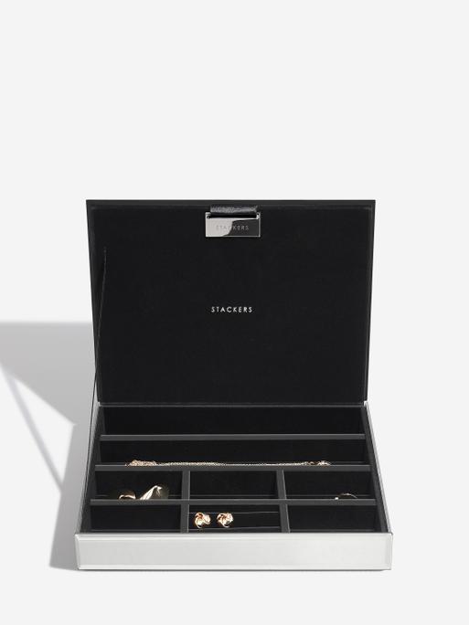 Graphite Glitter Glass Classic Jewellery Box Lid
