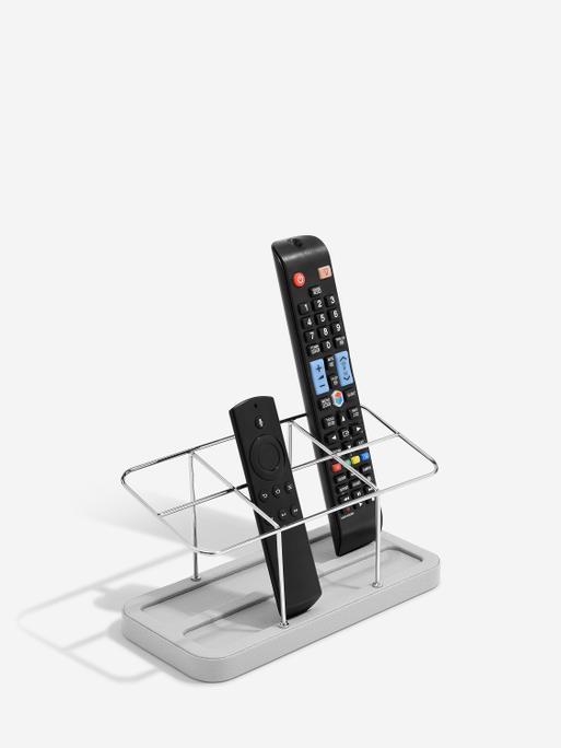 Pebble Grey & Chrome 6 Section Remote Control Holder