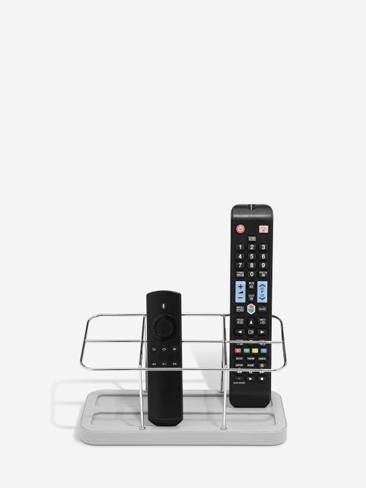 Pebble Grey & Chrome 6 Section Remote Control Holder