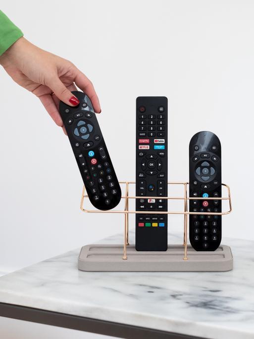 Taupe & Gold 6 Section Remote Control Holder