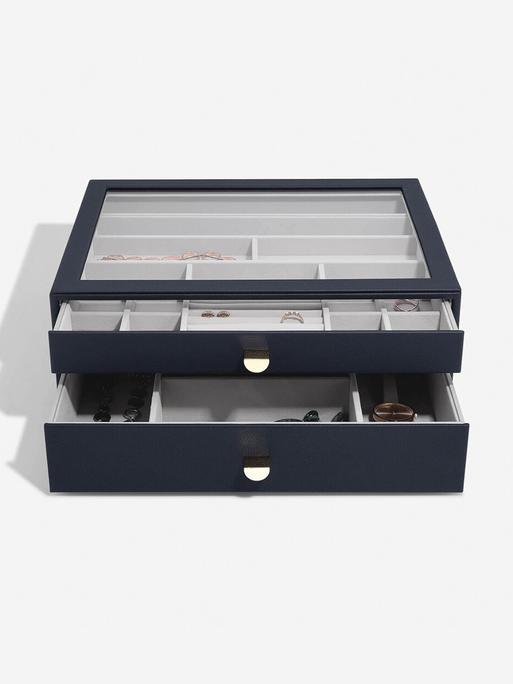Navy Pebble Supersize Display Jewellery Box Set of 2
