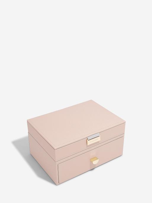 Blush Pink & Champagne Gold Classic Jewellery Box 1-Drawer Set