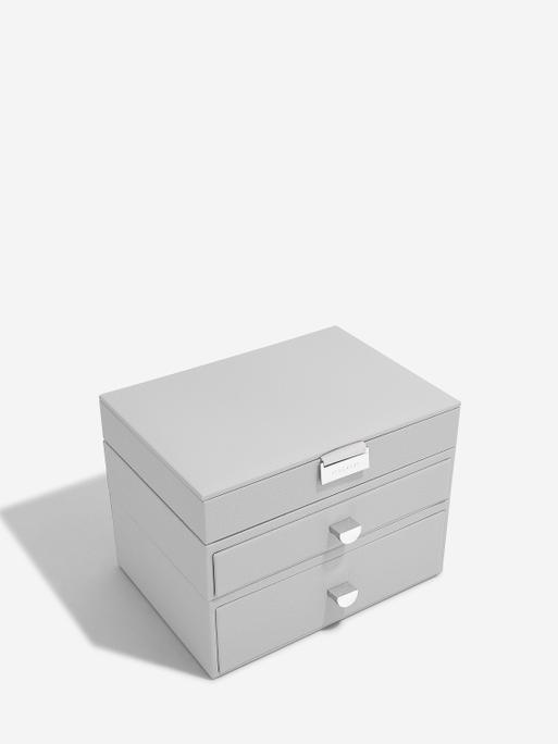 Pebble Grey Classic Jewellery Box 2-Drawer Set