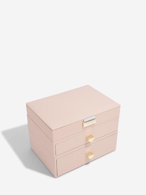Blush Pink & Champagne Gold Classic Jewellery Box 2-Drawer Set
