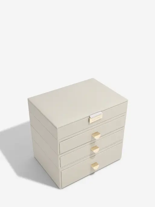 Oatmeal Classic Jewellery Box 3-Drawer Set