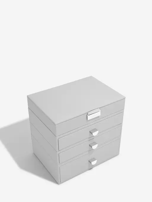Pebble Grey Classic Jewellery Box 3-Drawer Set