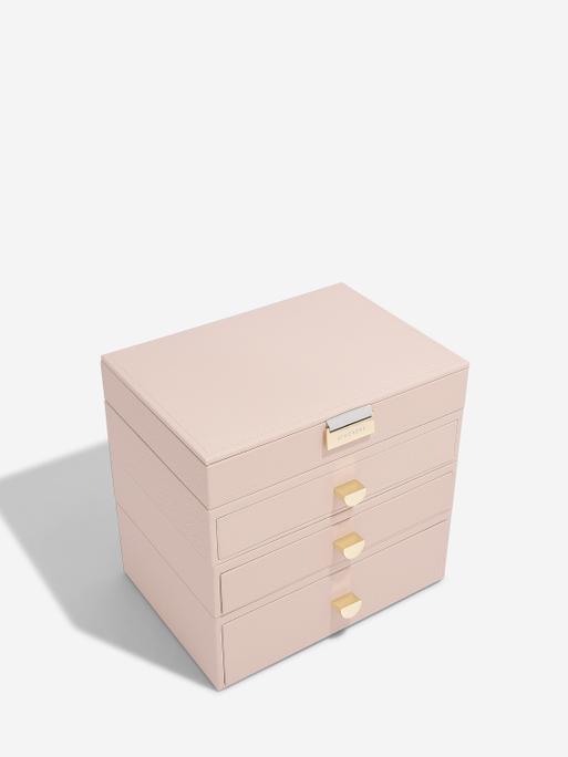 Blush Pink & Champagne Gold Classic Jewellery Box 3-Drawer Set