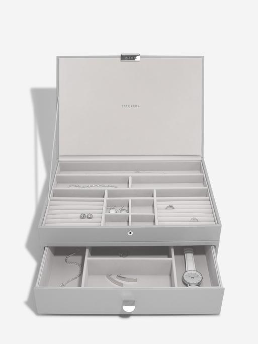 Pebble Grey Supersize Jewellery Box 1-Drawer Set
