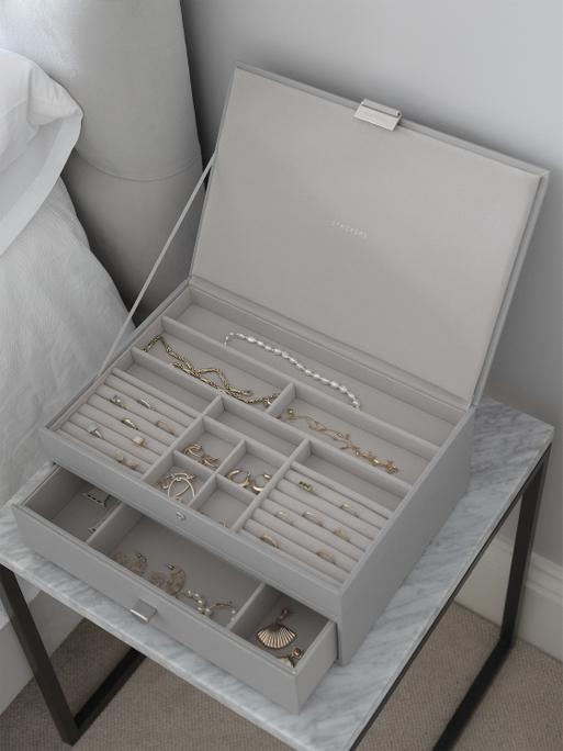 Pebble Grey Supersize Jewellery Box 1-Drawer Set