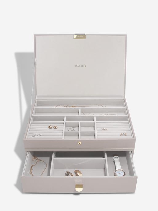 Taupe Supersize Jewellery Box 1-Drawer Set