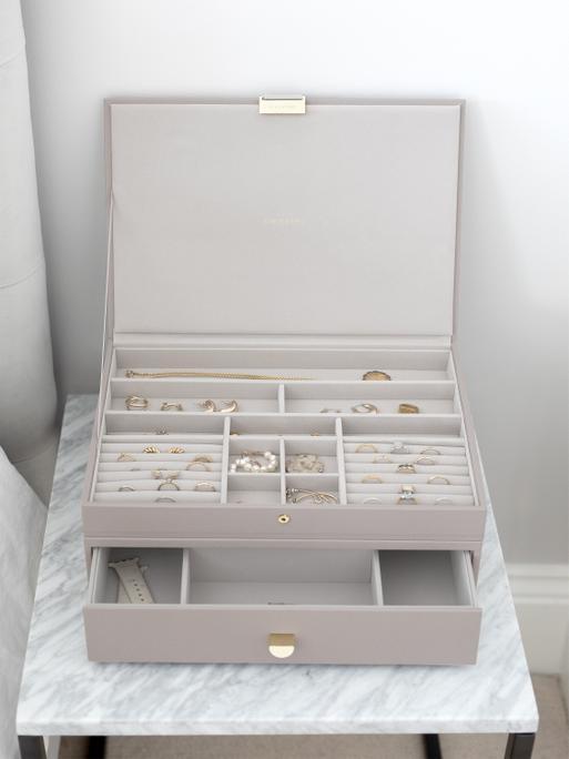 Taupe Supersize Jewellery Box 1-Drawer Set