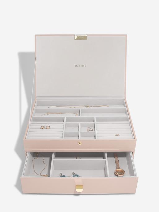 Blush Pink & Champagne Gold Supersize Jewellery Box 1-Drawer Set