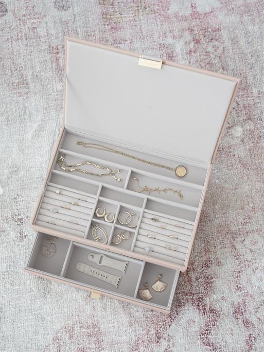 Blush Pink & Champagne Gold Supersize Jewellery Box 1-Drawer Set