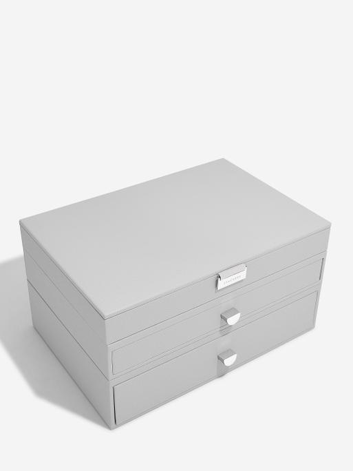 Pebble Grey Supersize Jewellery Box 2-Drawer Set