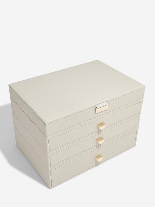 Oatmeal Supersize Jewellery Box 3-Drawer Set