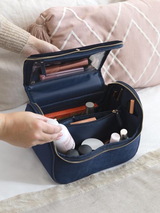 Limited Edition Navy Velvet Large Cosmetic Case