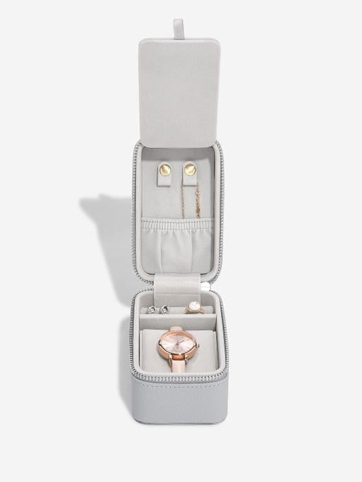  Pebble Grey Travel Jewellery & Watch Box - STIFF ZIP