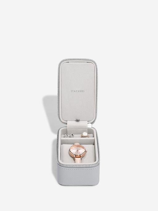  Pebble Grey Travel Jewellery & Watch Box - STIFF ZIP