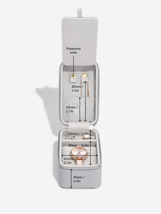  Pebble Grey Travel Jewellery & Watch Box - STIFF ZIP