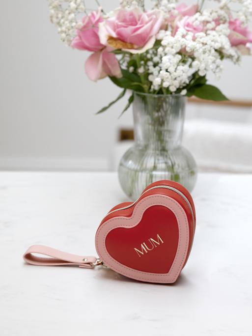 Red Mum Heart Travel Jewellery Box