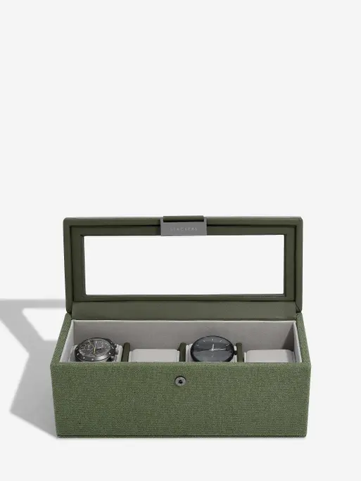 Green Canvas 4 Piece Watch Box