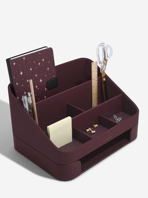 Garnet Red Desk Organiser Set