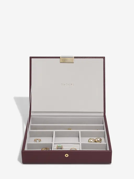 Burgundy Classic Jewellery Box Set of 3