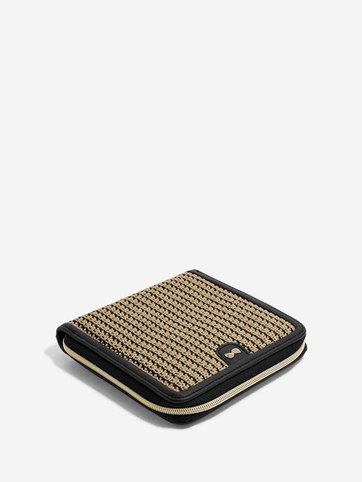 Black Raffia Square Jewellery Roll