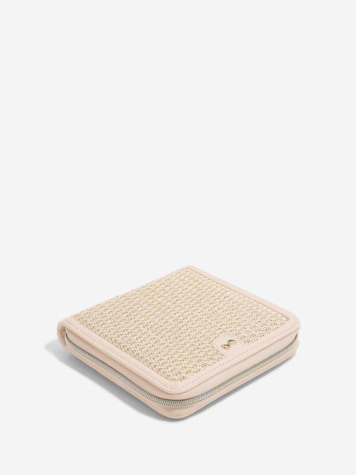 Blush Raffia Square Jewellery Roll 