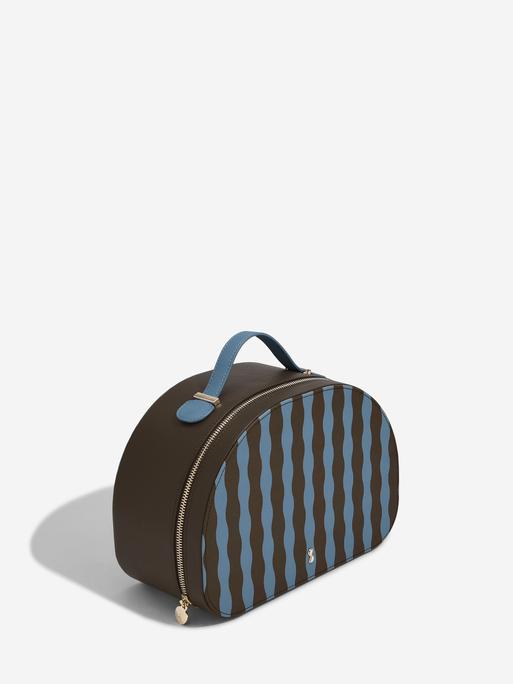 Chocolate and Blue Stripe Vanity Case